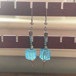 Blue beaded earrings